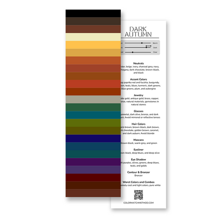 Dark Autumn Color Flag Reference Card