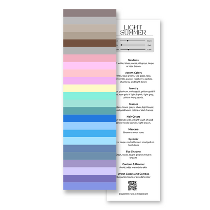 Light Summer Color Flag Reference Card