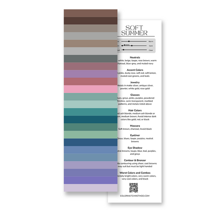 Soft Summer Color Flag Reference Card